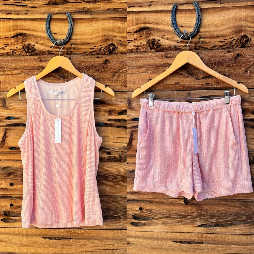TRINA TURK | NWT Pink Sequin Shorts & Top Set M/S